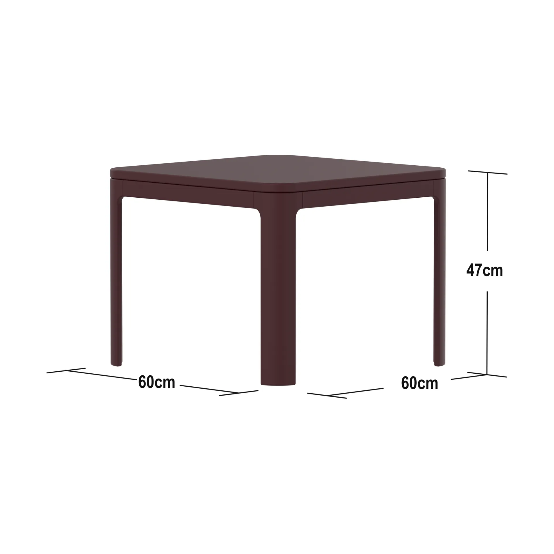 Nova table 47x60x60 cm, Pomegranate Plywood FLEXA