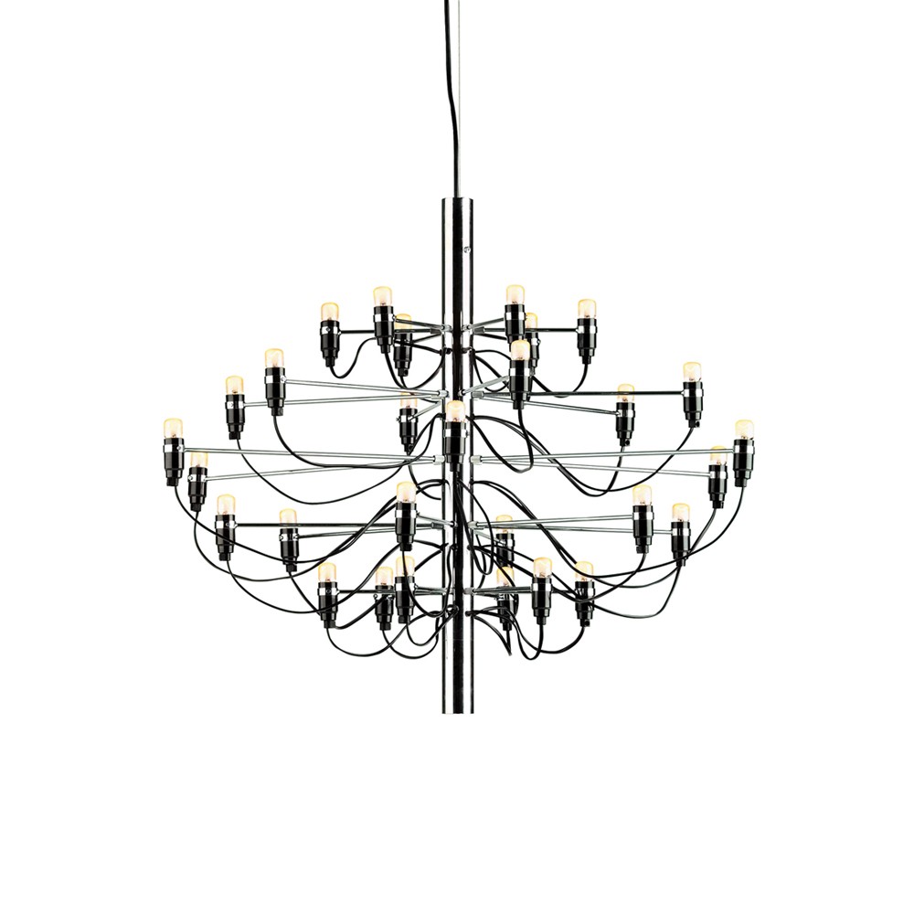 Flos 2097 Sarfatti chandelier Chrome 30 lamps | Scandinavian Design | Pendant lamps | Silver-coloured