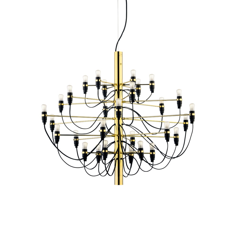 Flos 2097 Sarfatti chandelier LED Brass 30 lamps | Scandinavian Design | Pendant lamps | Gold-coloured