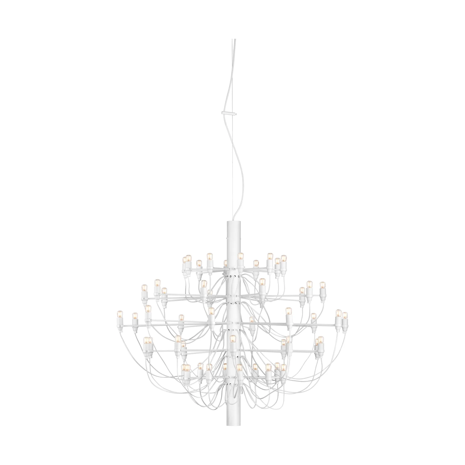 2097 Sarfatti chandelier LED, Matte White 50 Lamps Flos
