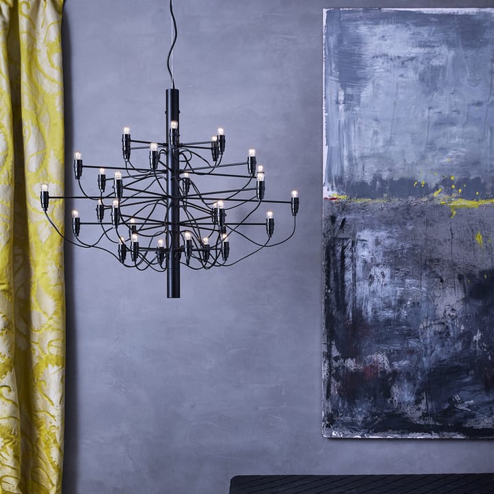 2097 Sarfatti chandelier, Matte black 30 lamps Flos