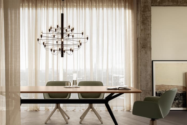 2097 Sarfatti chandelier, Matte black 30 lamps Flos