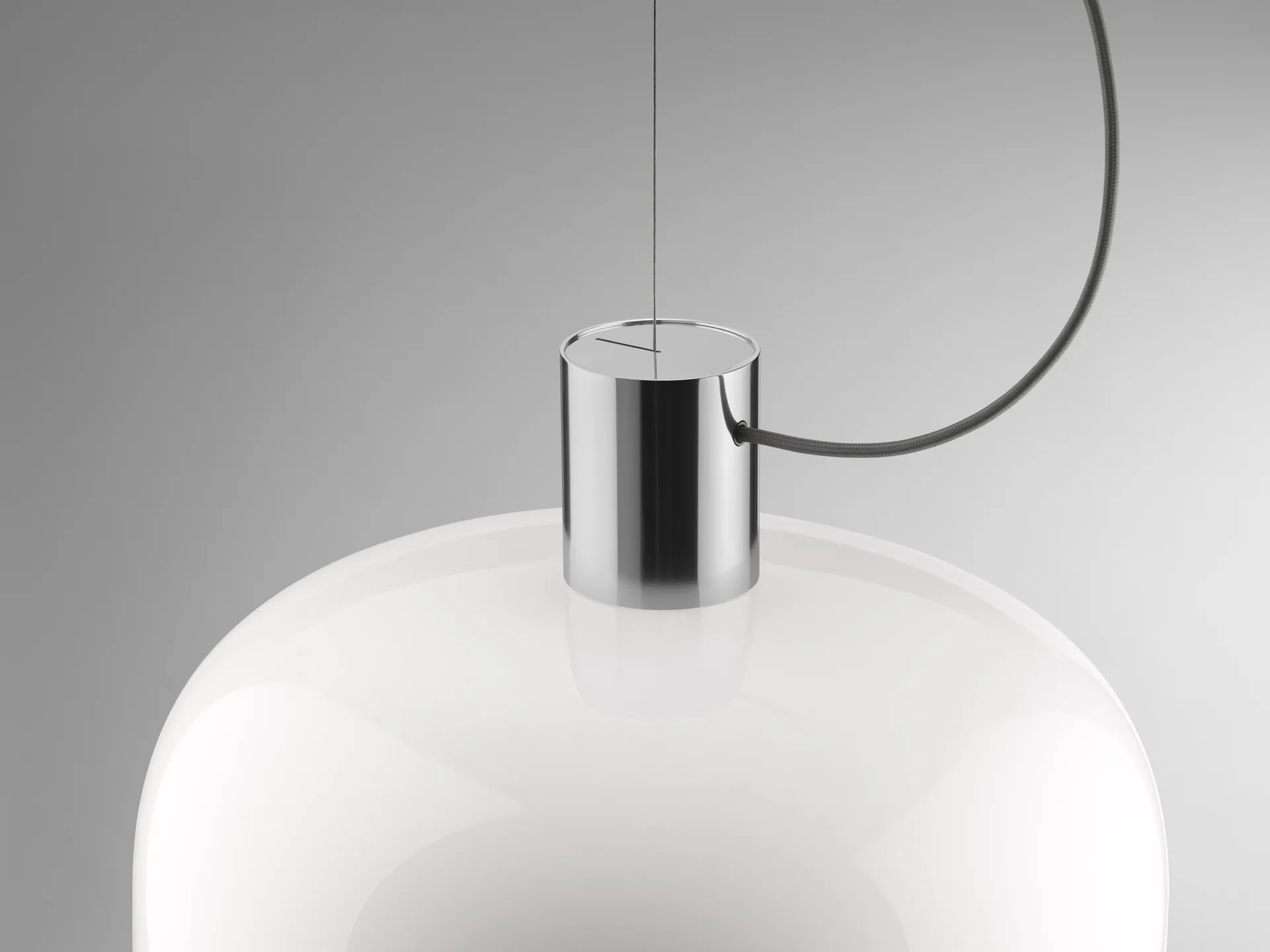 Bellhop Glass S2 pendant lamp, Bright aluminum Flos