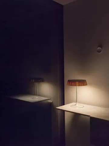 Bon Jour T table lamp - Smoke grey, matte chrome top - Flos