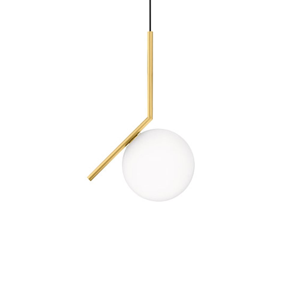 Flos IC lights S1 pendant Brushed brass, opal | Scandinavian Design | Pendant lamps | Gold-coloured