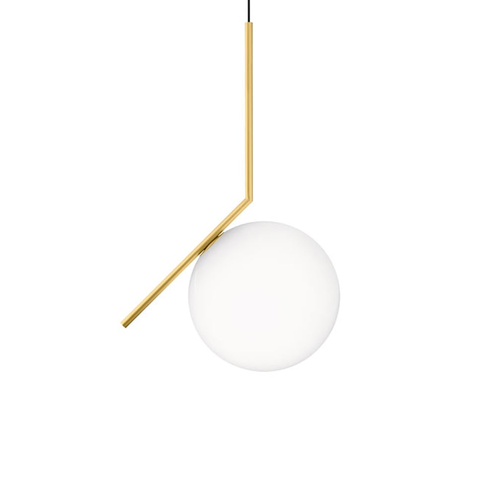 Flos IC lights S2 pendant Brushed brass, opal | Scandinavian Design | Pendant lamps | Gold-coloured