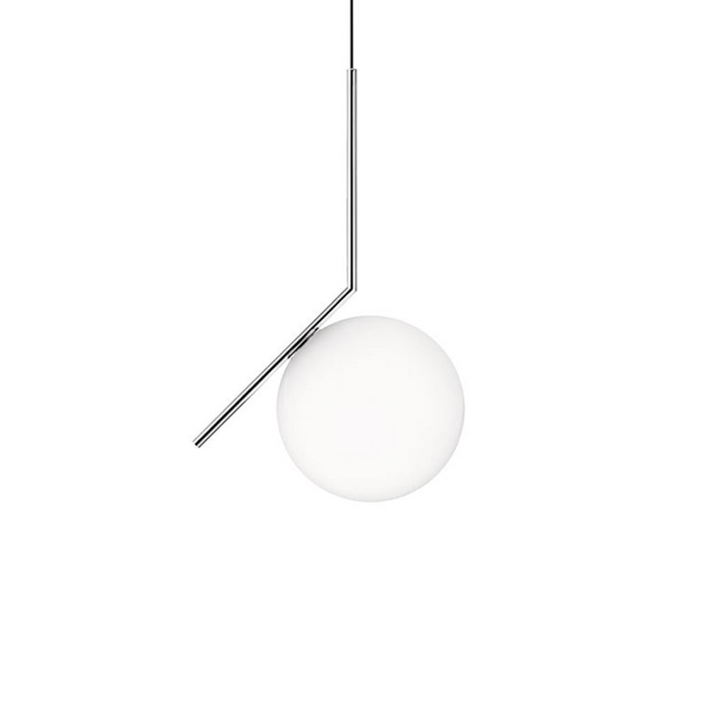 Flos IC lights S2 pendant Chrome, opal | Scandinavian Design | Pendant lamps | Silver-coloured