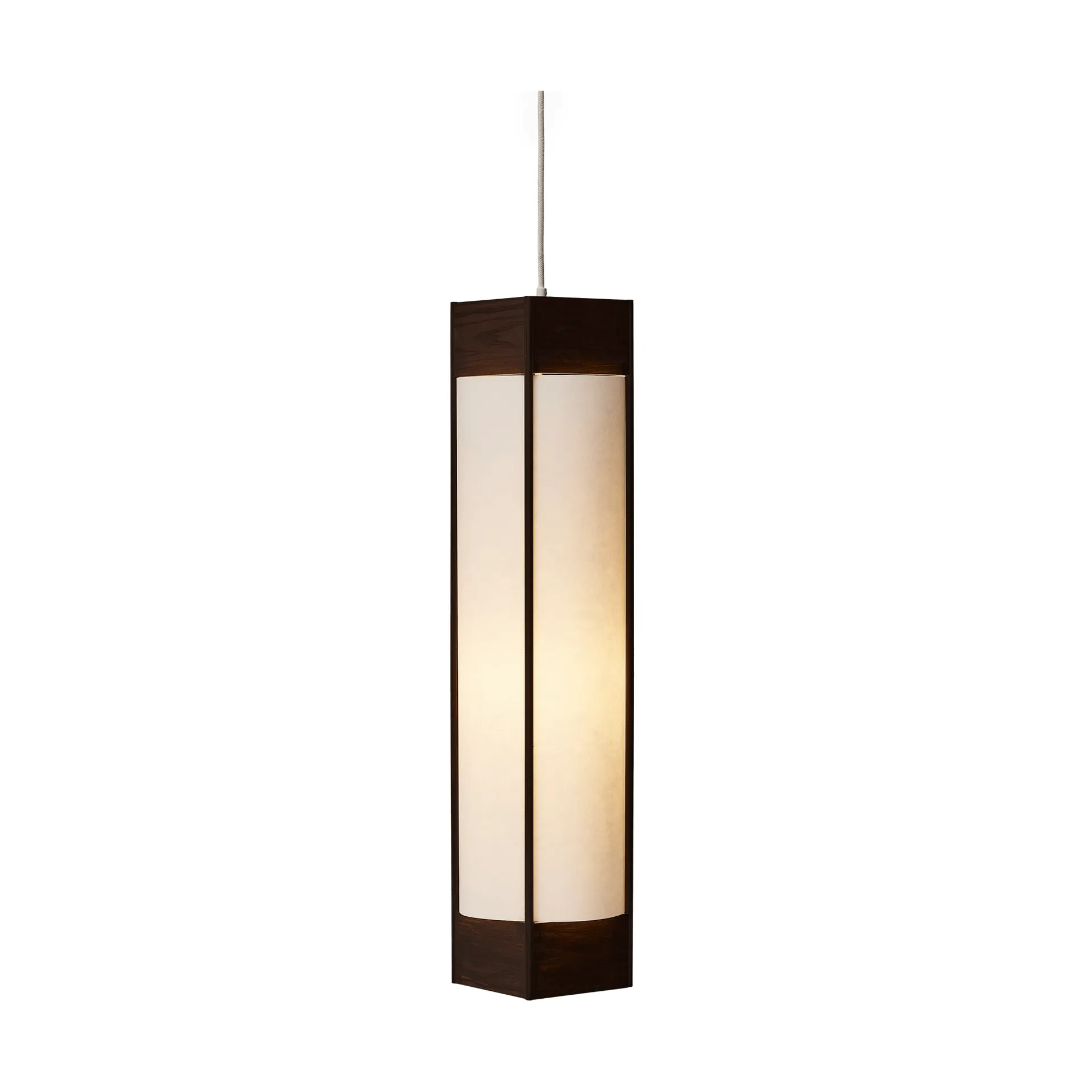 Andon pendant lamp, Dark brown ash, long Form & Refine