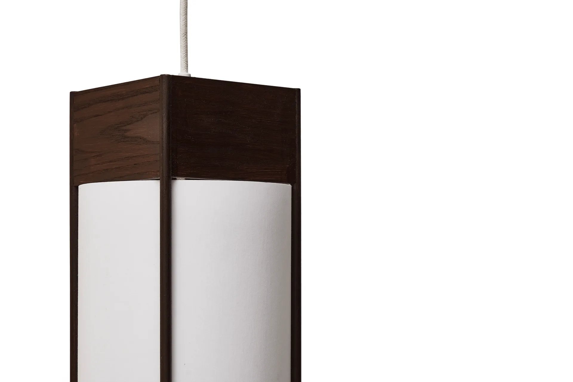 Andon pendant lamp, Dark brown ash, long Form & Refine