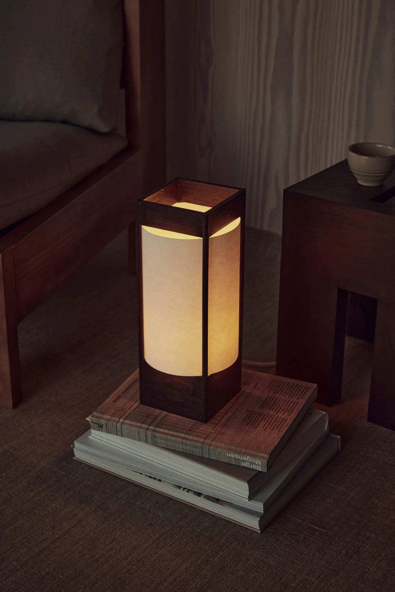 Andon table lamp, Dark brown ash, 32 cm Form & Refine