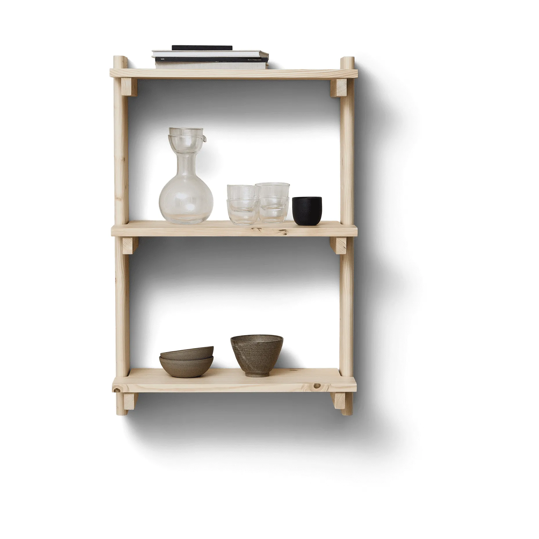 Beam wall shelf 3 shelves, Pinewood Form & Refine