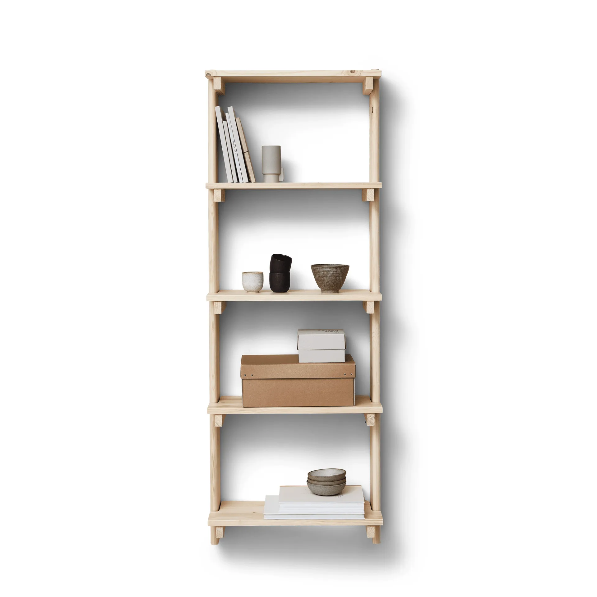 Beam wall shelf 5 shelves, Pinewood Form & Refine