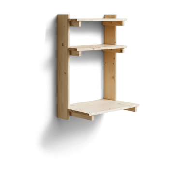 Beam wall shelf with desk - Pinewood - Form & Refine