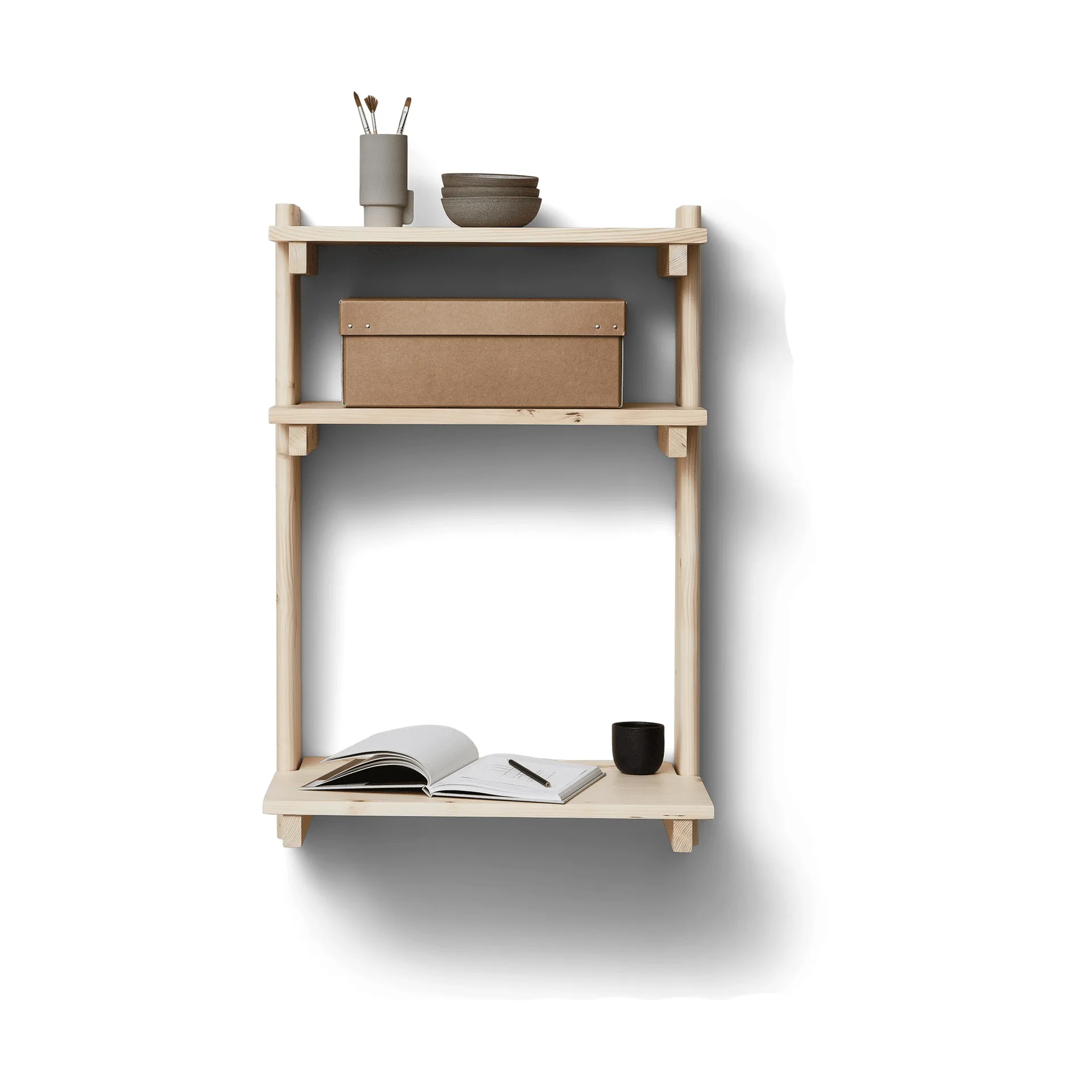 Beam wall shelf with desk, Pinewood Form & Refine