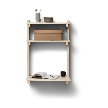 Beam wall shelf with desk - Pinewood - Form & Refine