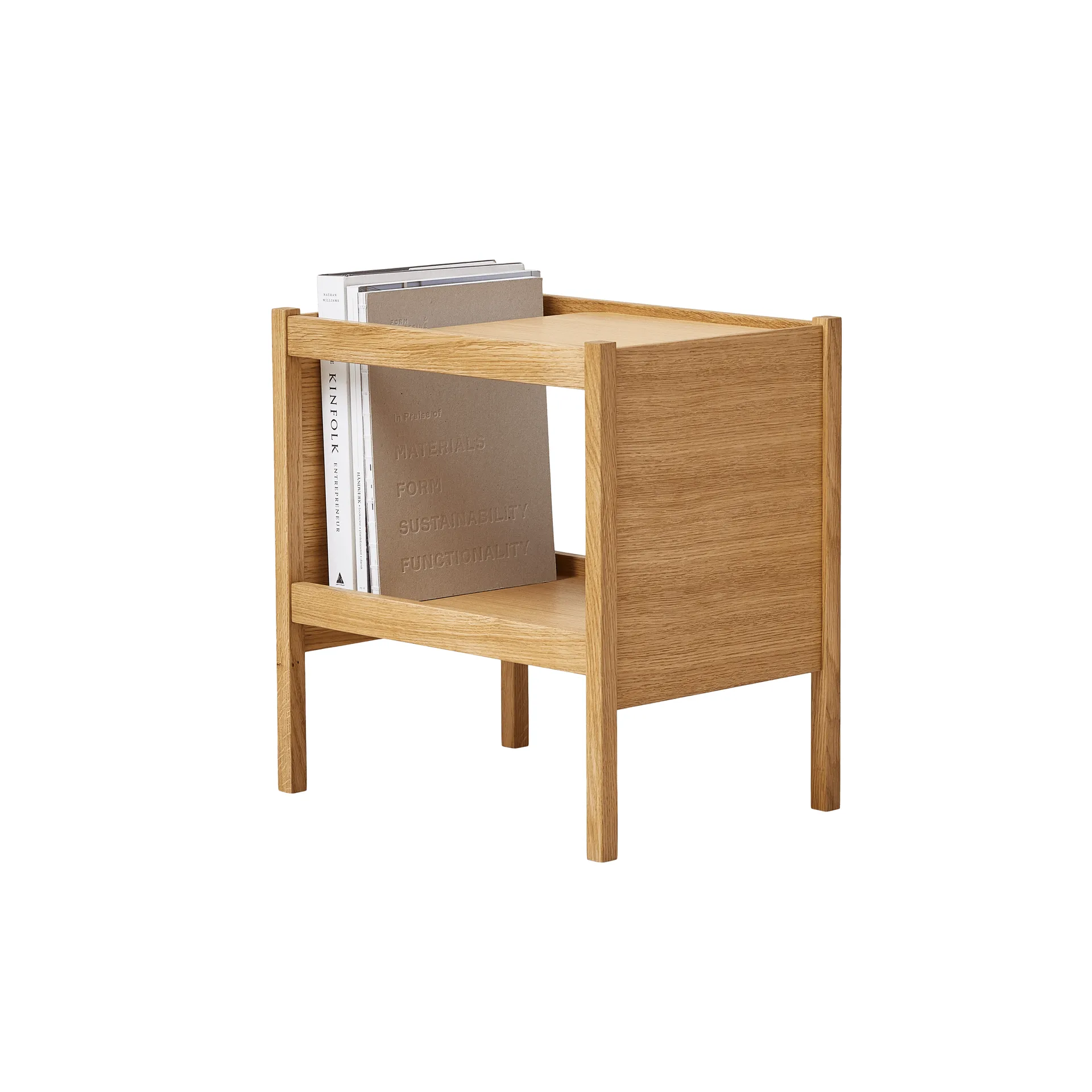 Journal Organiser side table, Oak Form & Refine