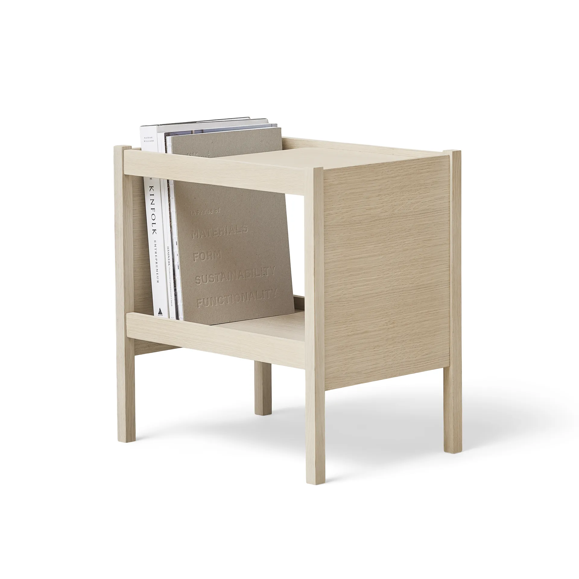 Journal side table 29x43 cm, White oak Form & Refine