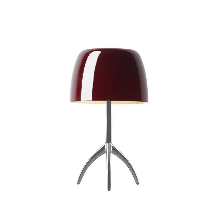 Lumiere Piccola Dimmable table lamp - Cherry red shade–aluminum base - Foscarini