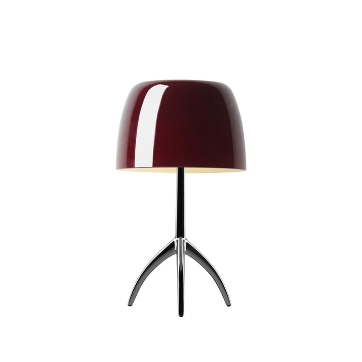 Lumiere Piccola Dimmable table lamp - Cherry red shade–black chrome base - Foscarini