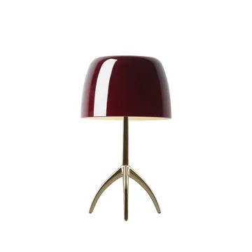 Lumiere Piccola Dimmable table lamp - Cherry red shade–champagne-coluored base - Foscarini