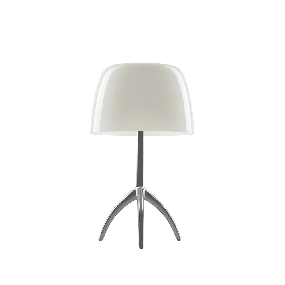 Lumiere Piccola Dimmable table lamp, Warm white shade–aluminum base Foscarini