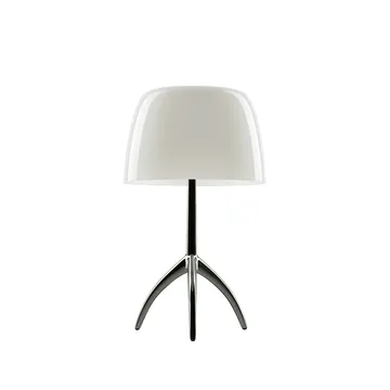 Lumiere Piccola Dimmable table lamp - Warm white shade–black chrome base - Foscarini