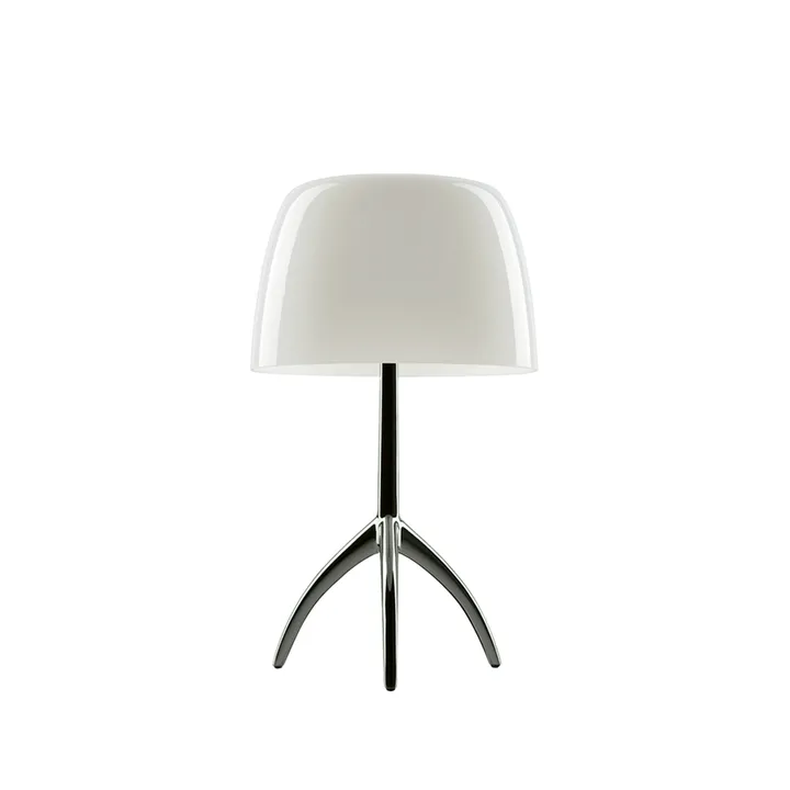 Lumiere Piccola Dimmable table lamp - Warm white shade–black chrome base - Foscarini
