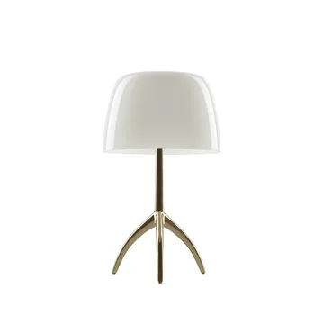 Lumiere Piccola Dimmable table lamp - Warm white shade–champagne-coloured base - Foscarini