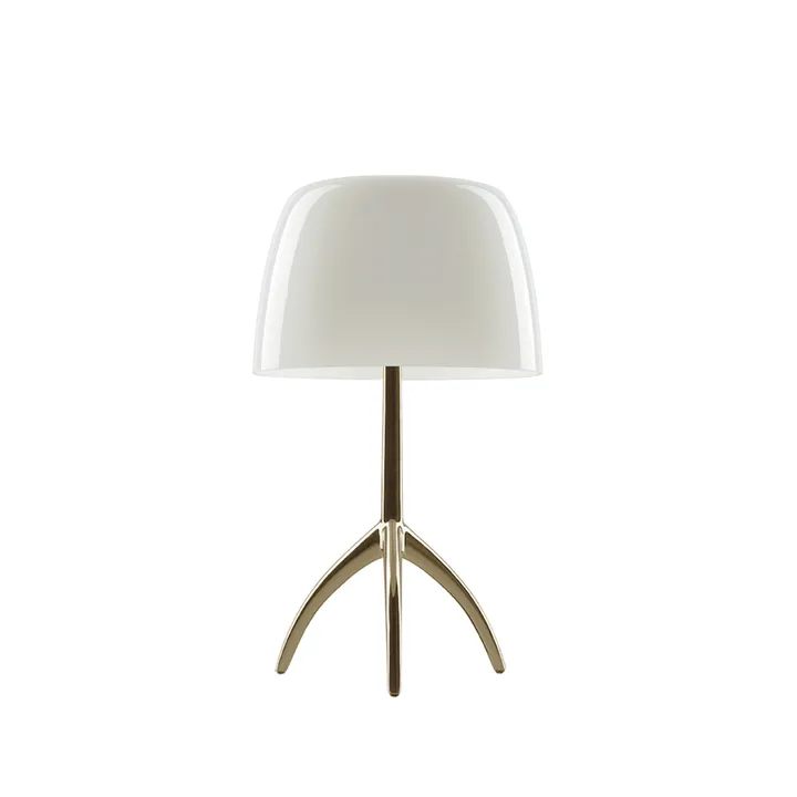 Lumiere Piccola Dimmable table lamp - Warm white shade–champagne-coloured base - Foscarini