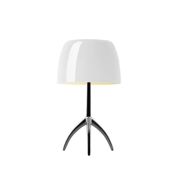 Lumiere Piccola Dimmable table lamp - White shade with black chrome base - Foscarini