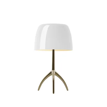 Lumiere Piccola Dimmable table lamp - White shade–champagne-coloured base - Foscarini