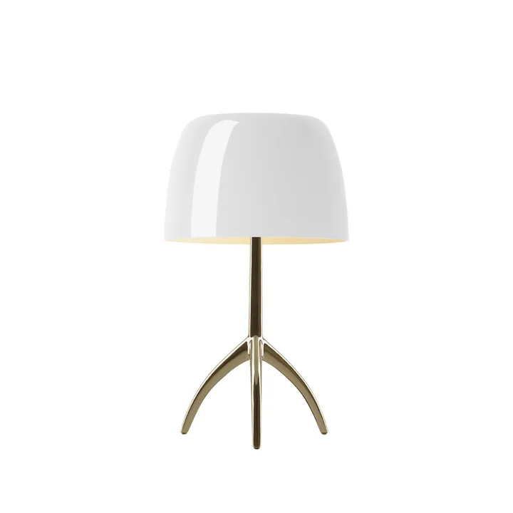 Lumiere Piccola Dimmable table lamp - White shade–champagne-coloured base - Foscarini
