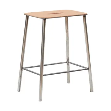 Adam stool - Raw steel-natural leather, H:50 cm - FRAMA