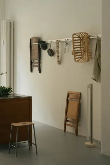 Adam stool - Raw steel-natural leather, H:65 cm - FRAMA