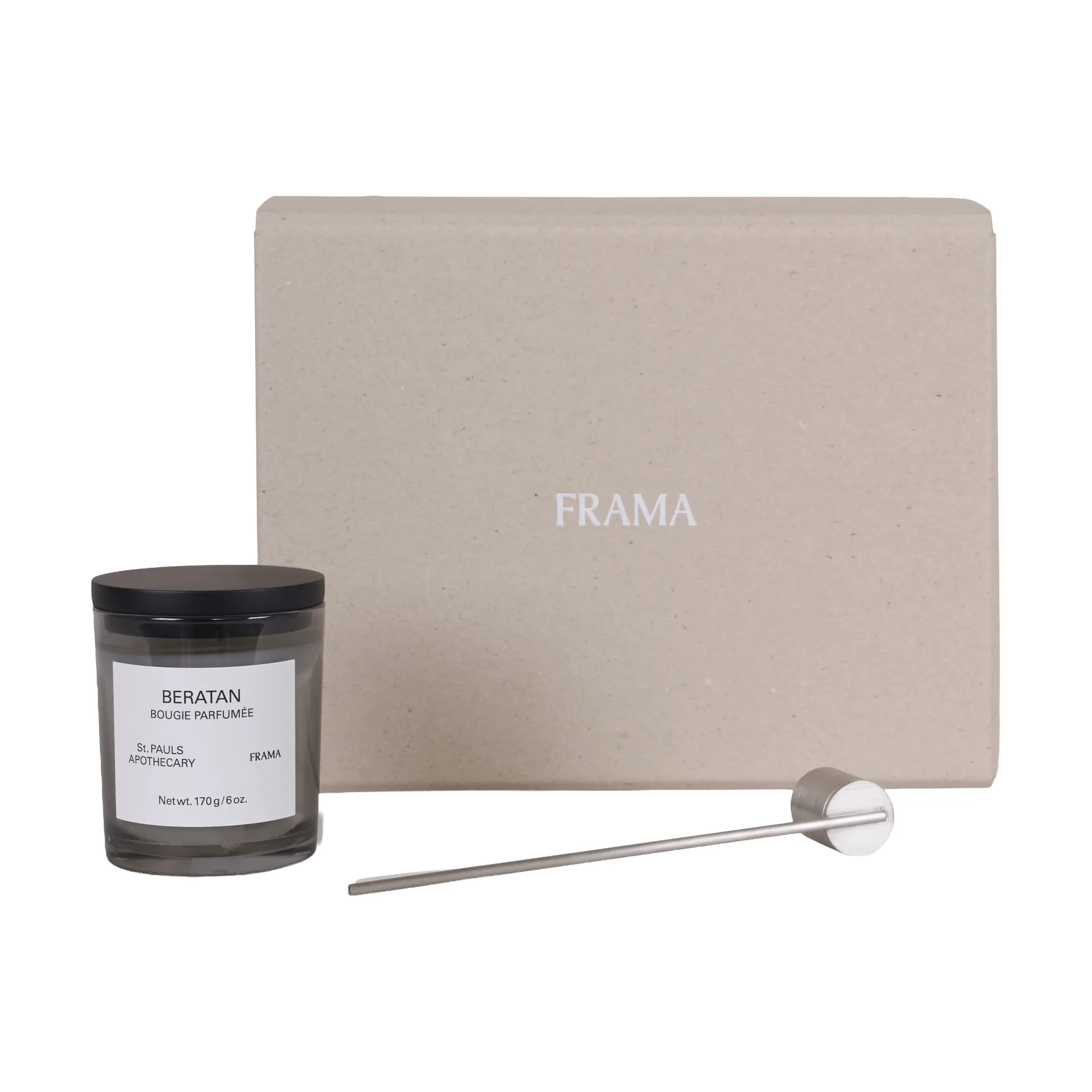 FRAMA gift set scented candle + candle snuffer, Beratan FRAMA