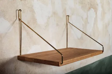 Single Shelf wall shelf - Oak-brass, 40x20 cm - FRAMA