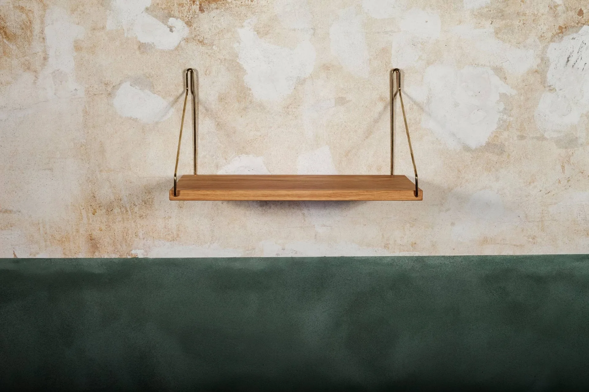 Single Shelf wall shelf, Oak-brass, 40x20 cm FRAMA