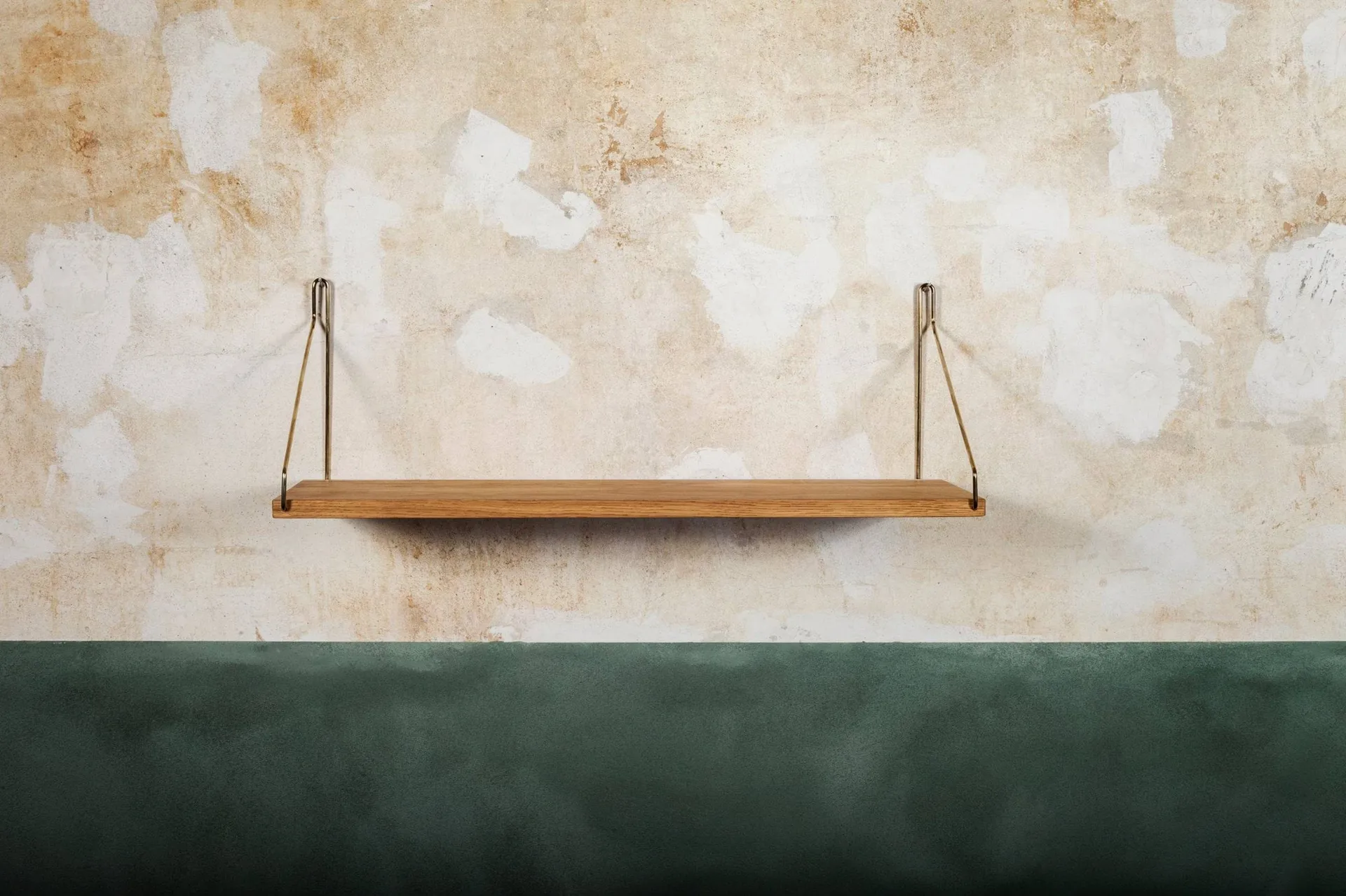 Single Shelf wall shelf, Oak-brass, 60x20 cm FRAMA