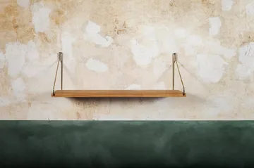 Single Shelf wall shelf - Oak-brass, 60x20 cm - FRAMA