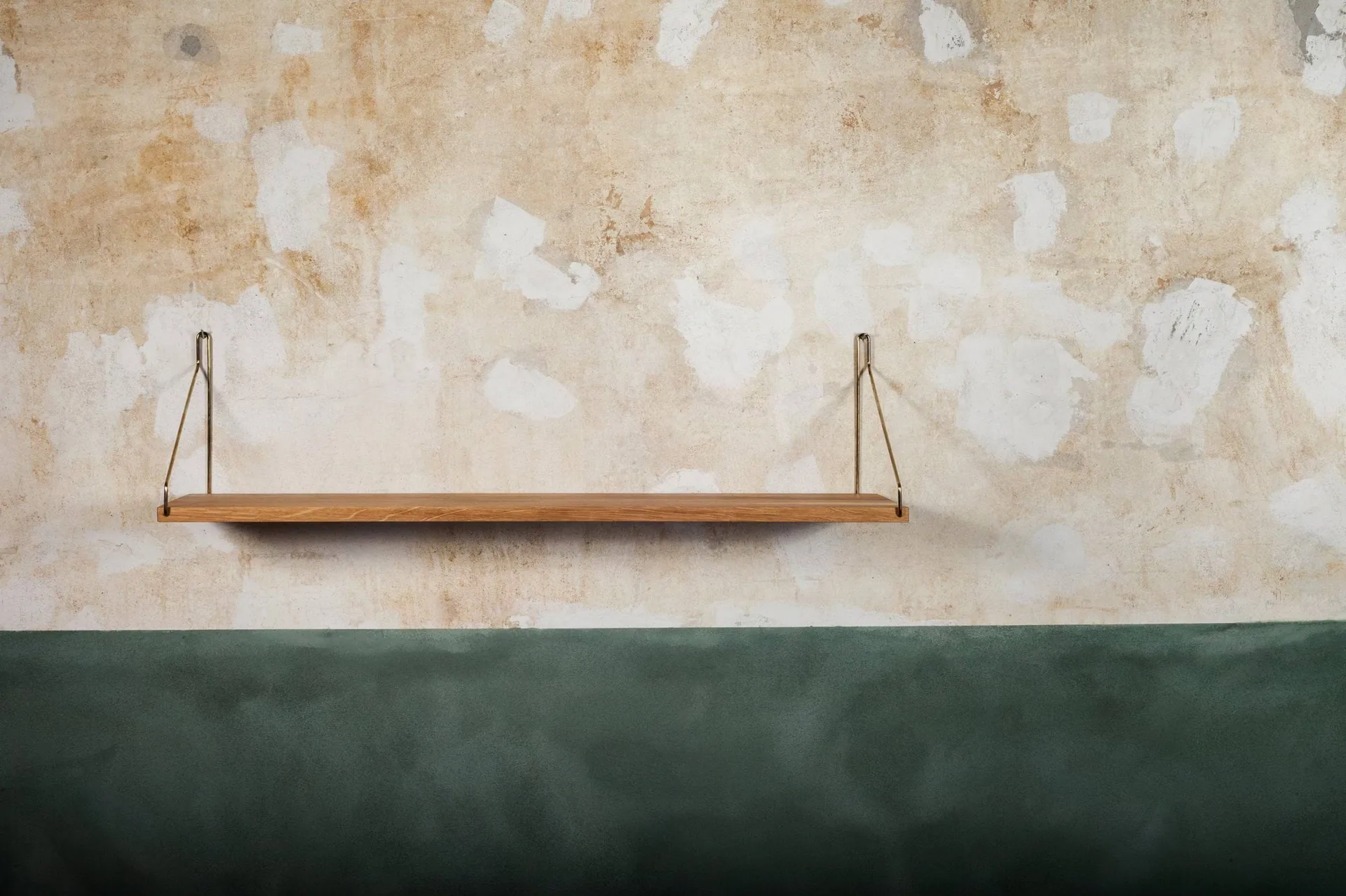 Single Shelf wall shelf, Oak-brass, 80x20 cm FRAMA