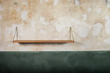Single Shelf wall shelf - Oak-brass, 80x20 cm - FRAMA