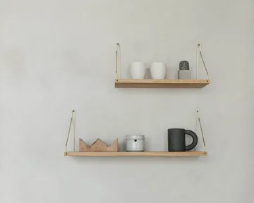 Single Shelf wall shelf - Oak-brass, 80x27 cm - FRAMA