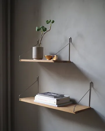 Single Shelf wall shelf - Oak-stainless steel, 40x20 cm - FRAMA