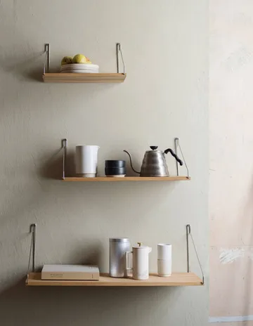 Single Shelf wall shelf - Oak-stainless steel, 60x20 cm - FRAMA