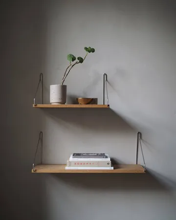 Single Shelf wall shelf - Oak-stainless steel, 60x20 cm - FRAMA