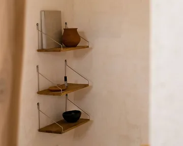 Single Shelf wall shelf - Oak-stainless steel, 60x20 cm - FRAMA