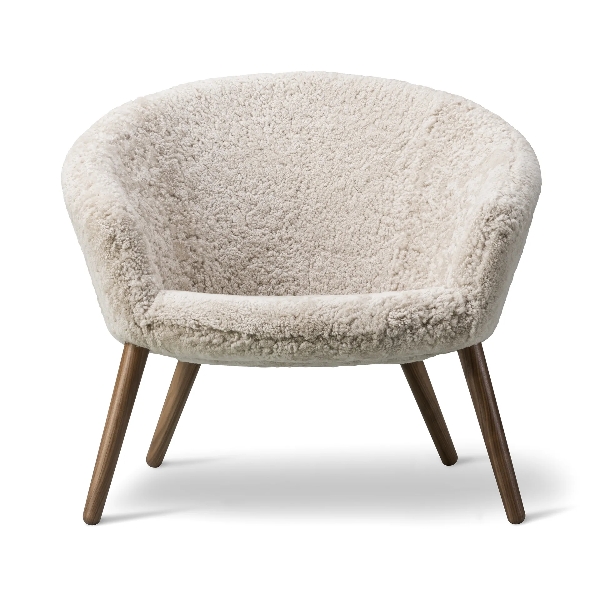 Ditzel lounge armchair sheepskin, Moonlight-walnut Fredericia Furniture