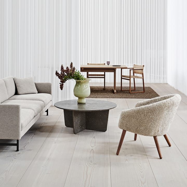 Ditzel lounge armchair sheepskin, Moonlight-walnut Fredericia Furniture