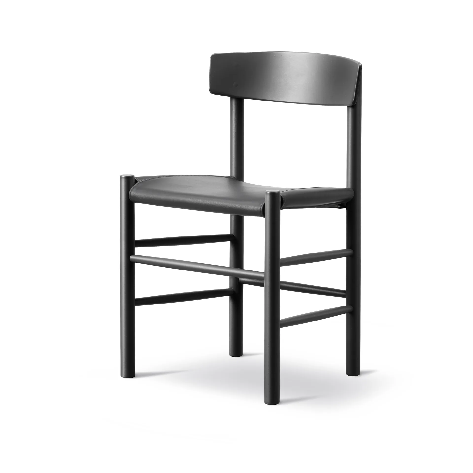 J39 chair, Black lacquered beech-leather Omni 301 black Fredericia Furniture