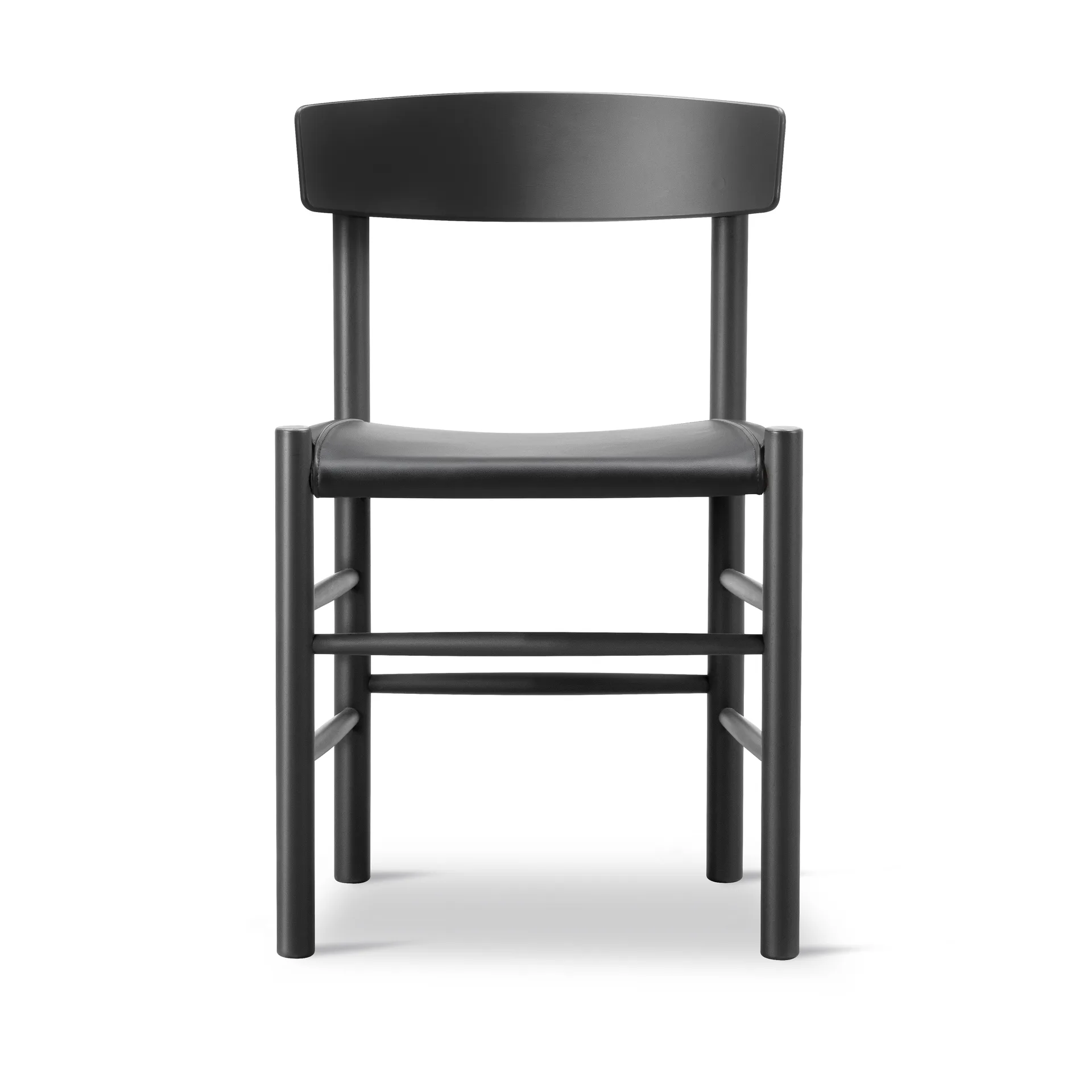 J39 chair, Black lacquered beech-leather Omni 301 black Fredericia Furniture